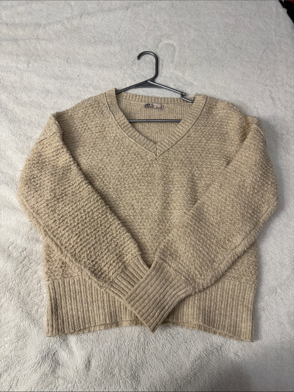 SO Men's V-Neck Sweater in Beige